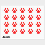 Red Pawprint (Paw Print)デザイン ラウンドシール (シート)