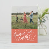 Red Peace on Earthレタリングクリスマスフォト シーズンカード (スタンド正面)