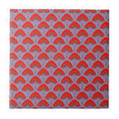 Red Peacock Feather Decorative Ceramic Tile タイル (正面)