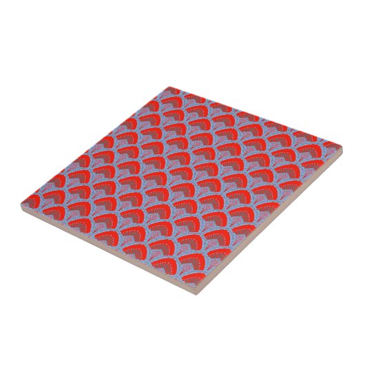 Red Peacock Feather Decorative Ceramic Tile タイル (側面)