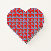Red Peacock Feather Heart Shaped Spiral Notebook ノートブック (裏面)
