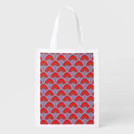 Red Peacock Feather Reusable Grocery Bag エコバッグ