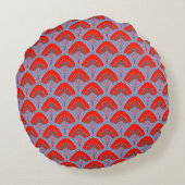 Red Peacock Feather Round Pillow | One Owl Artist ラウンドクッション (裏面)