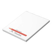 Red Pencil Marker Personalized Teacher ノートパッド (回転)