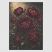 red Peony Bouquet Art Print | Dark Moody Botanic 薄葉紙 (正面)