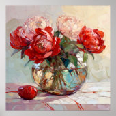 Red Peony Bouquet Painting ポスター (正面)