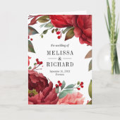 Red Peony Floral Mason Jar QR Code Wedding 招待状 (正面)