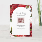 Red Peony Floral Mason Jar QR Code Wedding 招待状 (裏面)