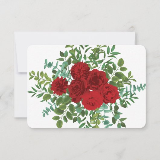 Red Peony & Information 結婚のExtra Information Card 招待状 (裏面)