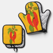 Red Peppers on the Vine 鍋つかみ&鍋敷きセット (正面/裏面)