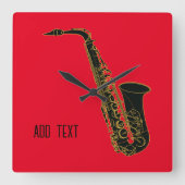 Red PersonalizableのAlto Saxophone スクエア壁時計 (正面)