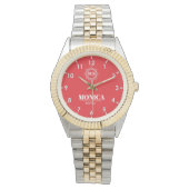 Red  Personalized Custom Monogram Luxury Gift  腕時計 (正面)