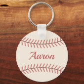 Red Personalized Vintage Baseball Keychain Gift キーホルダー (正面)