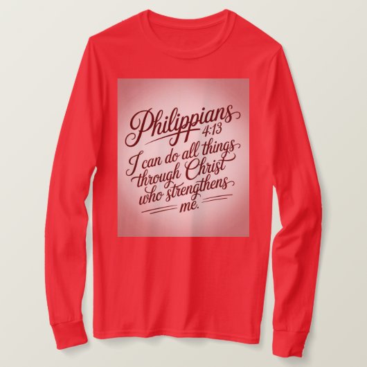 Red Philippians Bible Quote T-Shirt Tシャツ (デザイン正面)