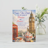 Red Phone Booth, Tea & Love Save The Date Card (スタンド正面)