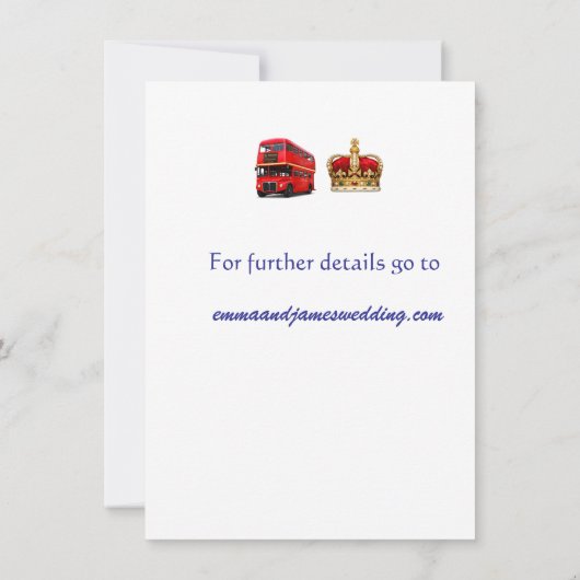 Red Phone Booth, Tea & Love Save The Date Card (裏面)