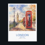 Red Phone Boxes and Big Ben – ロンドン，イギリス ポストカード<br><div class="desc">この水彩色のデザインは、背景にビッグベンと議会の家の景色を見て赤い電話ボックスを示す。この街の最も遠くに象徴的な観光スポットを息を呑むような視点でイギリスに行ってみよう。</div>
