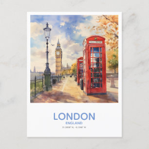 Red Phone Boxes and Big Ben – ロンドン，イギリス ポストカード