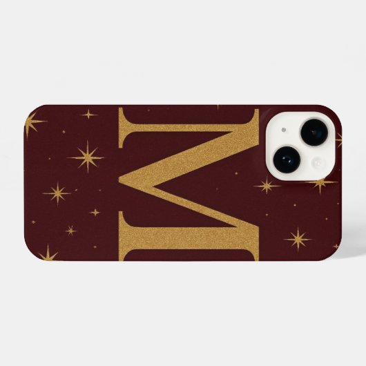🔥 Red Phone Case with Big M & Yellow Stars – Bold iPhoneケース (裏面横)