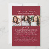 Red Photo Collage Graduation 案内状 (裏面)