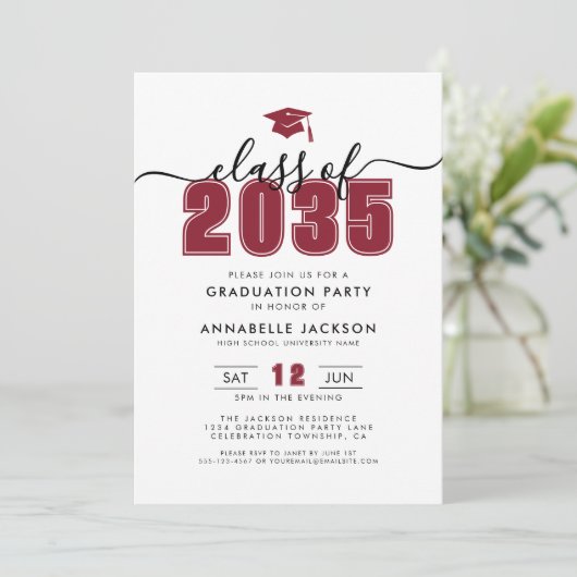Red Photo Graduation Party 招待状 (スタンド正面)