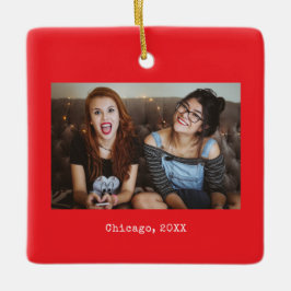 Red Photo Keepsake Christmas セラミックオーナメント