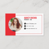 Red Photo QR Code Connect With Me Modern 名刺 (正面)