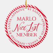 Red Photo Santa's Nice List Member Christmas セラミックオーナメント (裏面)