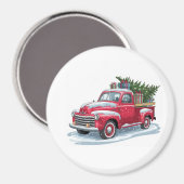 Red Pickup and Christmas Tree マグネット (正面/裏面)