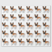 Red Pied French Bulldog Cute Cartoon Dog Pattern ラッピングペーパー (フラット)