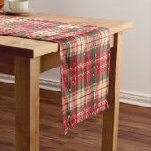 Red & Pine Green Holiday Plaid Table Runner ロングテーブルランナー (インサイチュ)