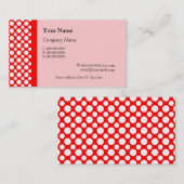 Red Pink水玉模様カードの白い名刺 名刺 (正面/裏面)