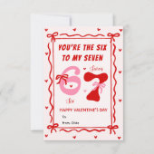 Red Pink 6 7 Meme Coquette Bow Valentines Day Card ノートカード (正面)