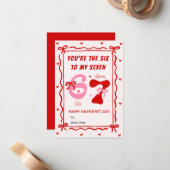 Red Pink 6 7 Meme Coquette Bow Valentines Day Card ノートカード (正面/裏面インサイチュ)