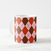Red Pink and Brown Argyle Pattern コーヒーマグカップ (正面左)