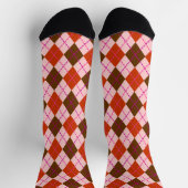 Red Pink and Brown Argyle Pattern ソックス (上部)