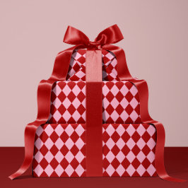 Red & Pink Argyle Christmas Wrapping Paper ラッピングペーパー