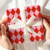 Red Pink Argyle Wrapping Paper ラッピングペーパー