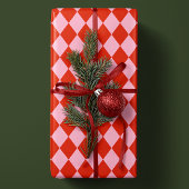 Red Pink Argyle Wrapping Paper ラッピングペーパー
