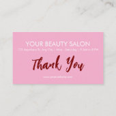 Red Pink Beauty Salon Loyalty ThankYou Reward Card ロイヤリティカード (裏面)