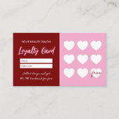 Red Pink Beauty Salon Loyalty ThankYou Reward Card ロイヤリティカード (正面)