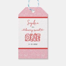 Red & Pink Berry Sweet One Girl 1st Birthday  ギフトタグ