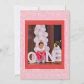 Red & Pink Berry Sweet One Girl 1st Birthday Party 招待状 (裏面)