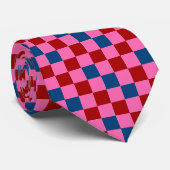 Red Pink Blue Checkered Pattern Design  ネクタイ (ロール)
