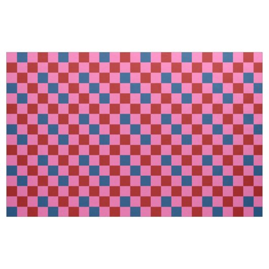 Red Pink Blue Checkered Pattern Design  ファブリック (ファットクウォーター)