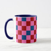 Red Pink Blue Checkered Pattern Design  マグカップ (左)