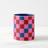Red Pink Blue Checkered Pattern Design  マグカップ (中央)