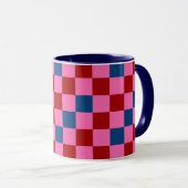 Red Pink Blue Checkered Pattern Design  マグカップ (正面右)