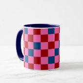 Red Pink Blue Checkered Pattern Design  マグカップ (正面左)