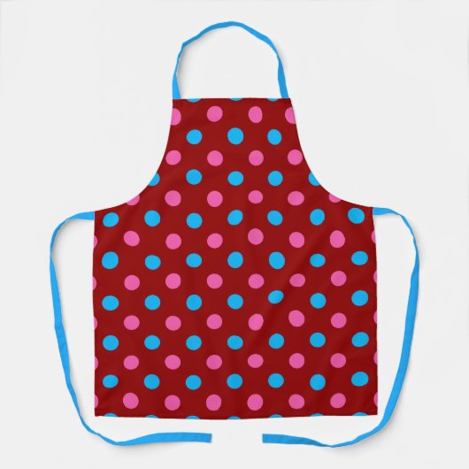 Red Pink Blue Polka Dot Pattern エプロン (正面)
